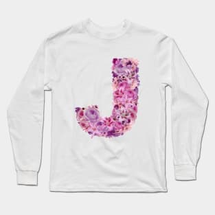 Pink Floral Letter J Long Sleeve T-Shirt